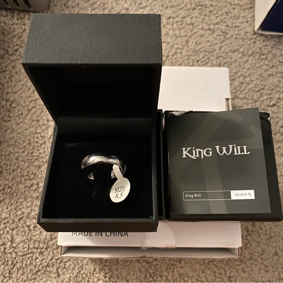 M9. King Will Men's 6mm High Polished Domed Tungsten Carbide Ring Silver Black - Picture 8 of 9